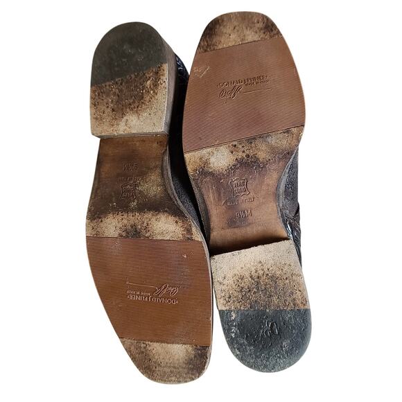 Donald J Pliner Brown Suede & Croc Leather Side Zip Buckle Stud Tall Boots 9 1/2 - Picture 4 of 6